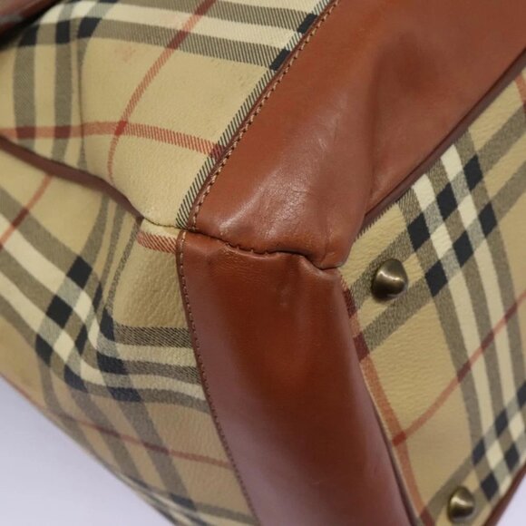 Burberrys Nova Check Boston Bag PVC 2way Beige Auth MX139 - Picture 9 of 15